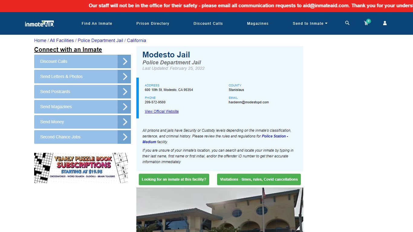 Modesto Jail & Inmate Search - Modesto, CA